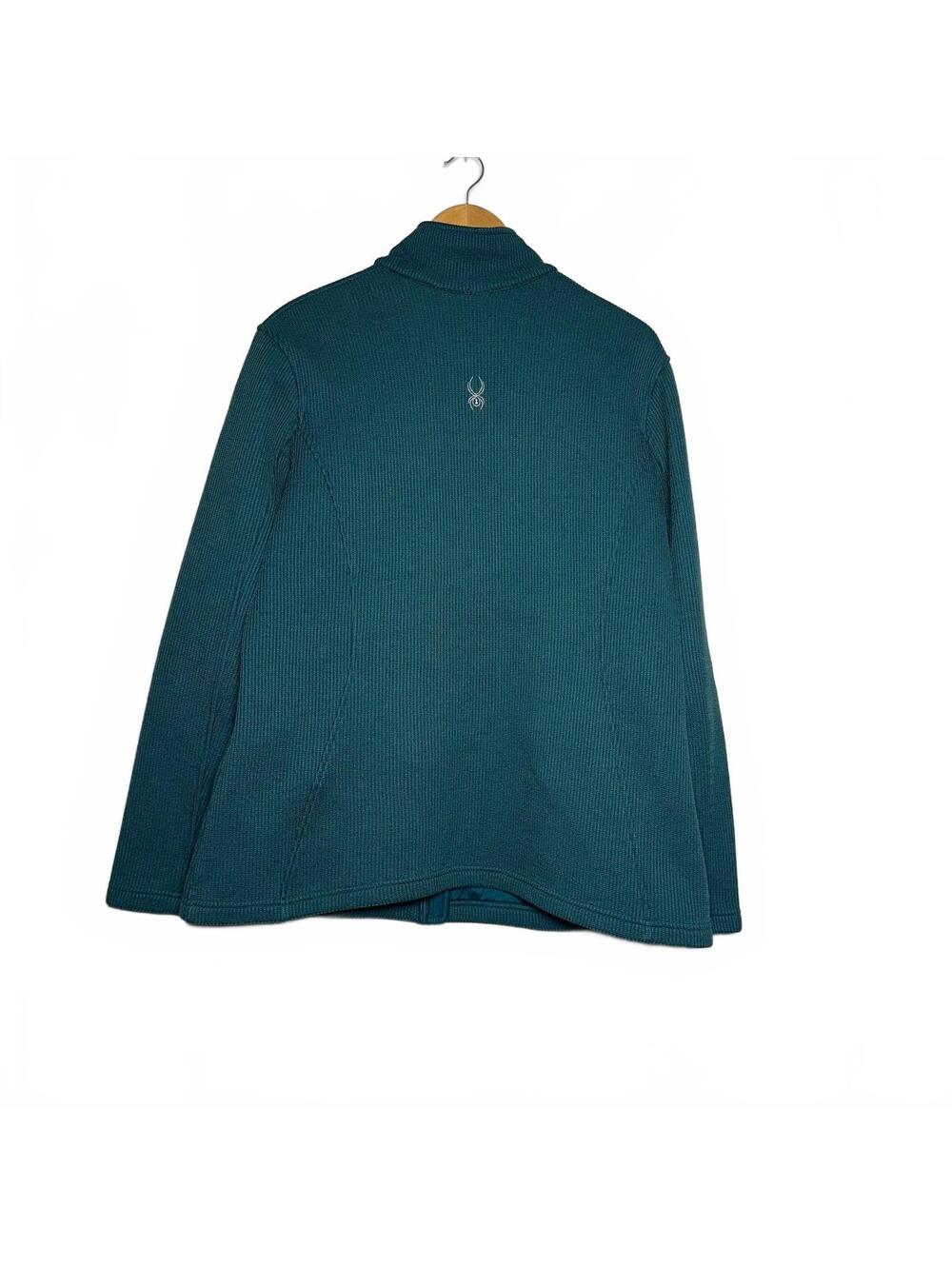 Spyder Core Sweater Jacket XXL Teal Ribbed Knit Full Zip Fleece - Picture 5 of 9